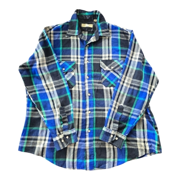 Vintage Charleston Bay Flannel Shirt Men XL Plaid ButtonUp  Collared Long Sleeve - Picture 1 of 12